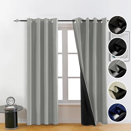 Vista 8 de Cortinas opacas 100% beige para dormitorio, cortinas de oscurecimiento de habitación de 84 pulgadas, cortinas opacas para sala de estar, cortinas