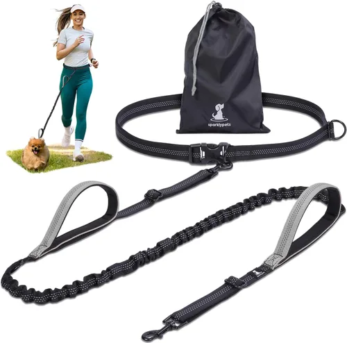 Vista 21 de SparklyPets Correa doble elástica para perro con 2 correas para perros con soporte trasero - Correa doble para perros para razas medianas y medianas