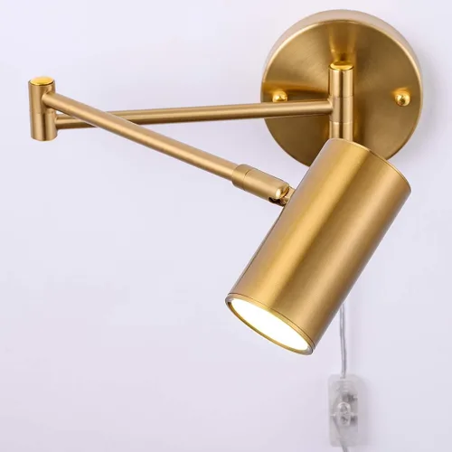Vista 9 de Juego de 2 apliques de pared modernos con brazo oscilante para enchufar, luces de pared negras giratorias con cable de encendido/apagado