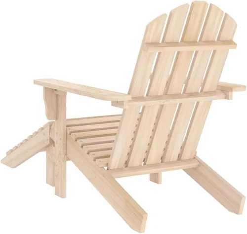 Vista 5 de Adirondack Garden Chair, Natural Solid Fir Wood, Detachable Ottoman, Outdoor Seating for Patio Balcony, Weather Resistant Furniture