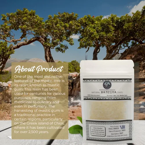 Vista 5 de Mastiha Chios Orgánico 20G – Goma de mastique griega 100% natural, vegana y sin gluten ni azúcar, resina auténtica de lágrimas de mastique