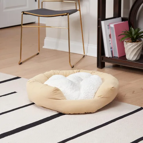 Vista 10 de Maddie Donut - Cama para perro con almohada central extraíble, color crema, pequeña (24 x 24 pulgadas)