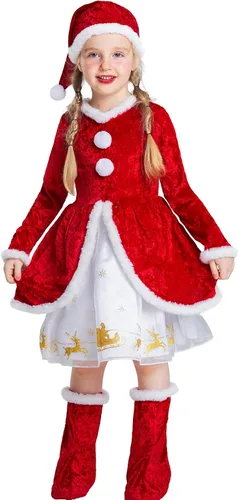 Vista 2 de IKALI Kids Holiday Santa Claus Costume Christmas Dress Holiday Party Dress-up Outfit for Boys Girls Children