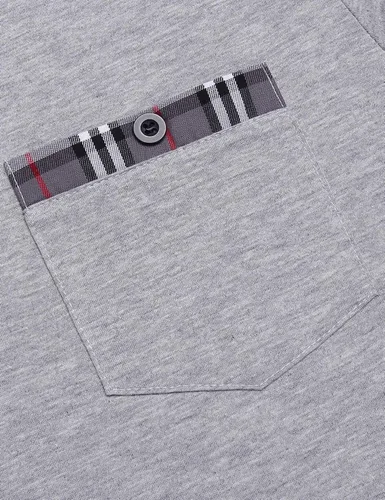 Vista 4 de Daupanzees Polo clásico casual de manga corta con cuello a cuadros para hombre