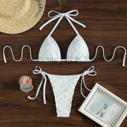 Vista 5 de youeneom - Trajes de baño para mujer, trajes de baño de dos piezas, control de abdomen, conjuntos de bikini (blanco, L)