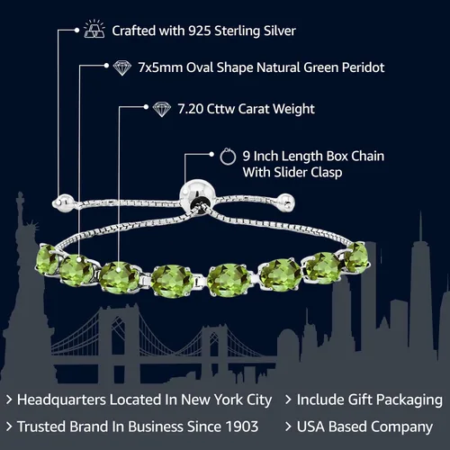 Vista 9 de Gem Stone King Pulsera de plata de ley 925 con piedra natal ovalada de 0.276 x 0.197 in para mujer, totalmente ajustable hasta 9 pulgadas