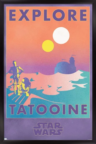 Vista 8 de Trends International Star Wars: Tatooine - Póster de pared de Explore Tatooine, 14.725 x 22.375 pulgadas, versión enmarcada de madera de granero
