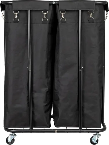 Vista 5 de Household Essentials Clasificador de ropa rodante de 2 bolsas, color negro