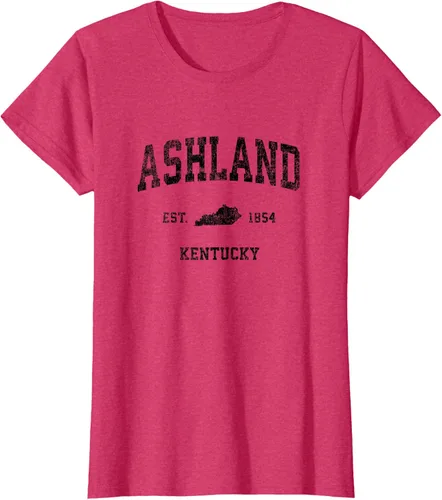Vista 11 de Ashland Kentucky KY Vintage Sports Design Camiseta de impresión negra Asfalto