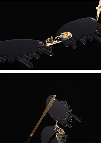 Vista 4 de ENTHYI Gafas de sol de llama de lágrimas de moda para mujer y hombre, diseño de marca, gafas de onda sin montura