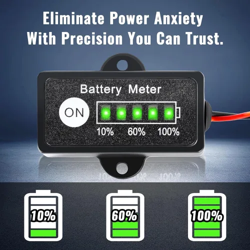Vista 3 de Medidor de batería de 12 V, indicador de batería de plomo-ácido, medidor de combustible, monitor y probador para motocicleta, carritos de golf