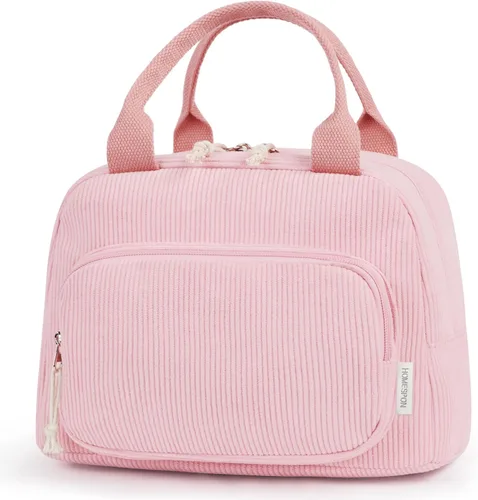 Vista 12 de HOMESPON Bolsa de Almuerzo para Mujeres Hombres Adultos con Bolsillo Frontal Bonita Pana Aislada Bolsa de Almuerzo Tote Gran Capacidad Caja