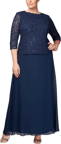 Vista 2 de Alex Evenings Vestido largo de noche para mujer con corpiño de encaje de lentejuelas