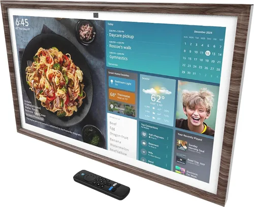 Vista 3 de Marco decorativo de grano de madera para Echo Show 21 (grano de madera oscura)