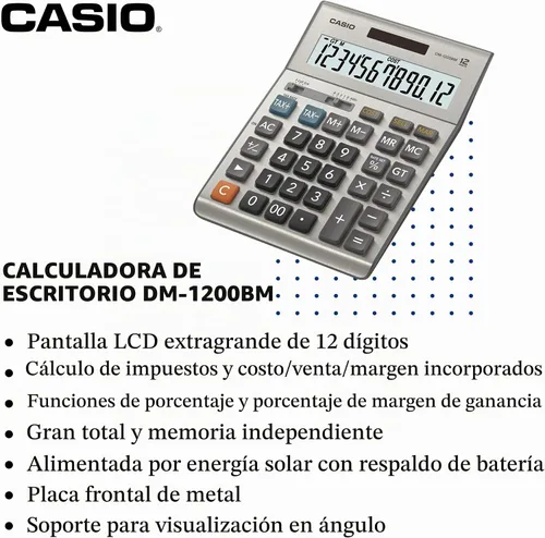 Vista 2 de Casio DM-1200BM Business Desktop Calculator, Cost/Sell/Margin, Silver