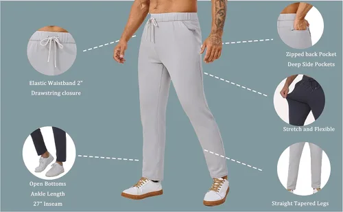 Vista 4 de AbleTree Pantalones deportivos con forro polar de 27 pulgadas de entrepierna Atheltic Joggers para hombres cortos con bolsillo con cremallera