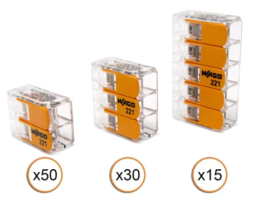Vista 3 de WAGO Surtido de conectores de cable compacto de 221-61x 10AWG 95pc