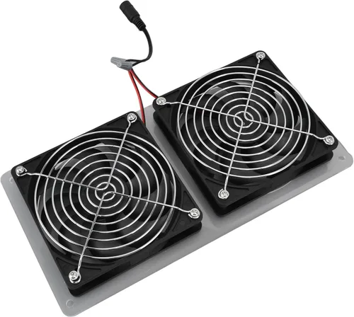 Vista 6 de Ventilador de panel solar, kit de ventilador de escape doble, panel solar de 100 W 12 V con 2 ventiladores de alta velocidad para gallinero