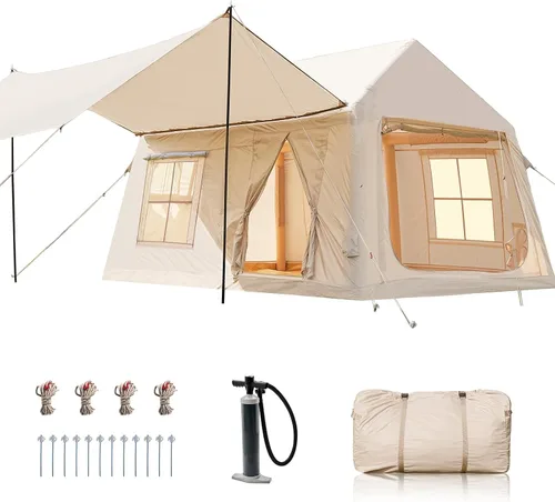 Vista 11 de Inflatable Tents for Camping, Blow Up Tent with Hand Pump, Easy Setup Inflatable Hot Tent with Stove Jack, Waterproof Oxford Air Glamping Tents for