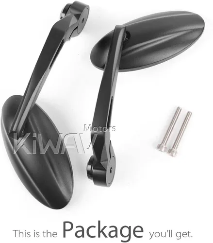 Vista 8 de KiWAV Espejos de extremo de barra de motocicleta ultra negro compatible con manillar roscado M6