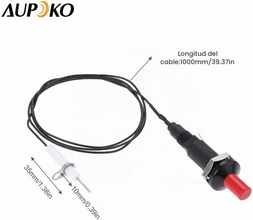 Vista 5 de Aupoko 2 juegos de encendido piezoeléctrico por chispa con cable de botón encendedor, tipo de 1 salida 2 electrodos de 200 grados de alambre