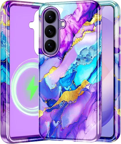 Vista 53 de Btscase para Samsung Galaxy S25, [Probado contra caídas de grado militar] Funda protectora de diseño de patrón de mármol, resistente, delgada