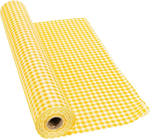 Vista 6 de Fun Express Rollo desechable de plástico a cuadros para manteles de fiesta, mantel azul y blanco para celebraciones de Oktoberfest, picnic