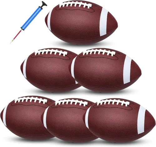 Vista 9 de jiaonun Youth Size 6/Official Size 9 Footballs Bulk, Inflatable with Pump for Youth, Junior, Adult, College, High School, Regulation Size Football