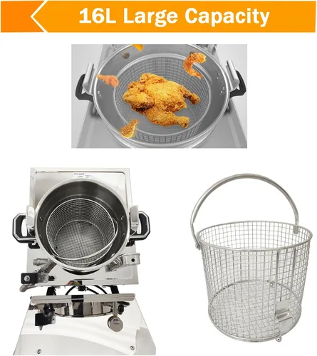Vista 4 de Estufa de pollo frito de alta presión de 16L Freidora de presión de encimera comercial de 110 V Máquina de pollo frito eléctrica de 3000 W Máquina