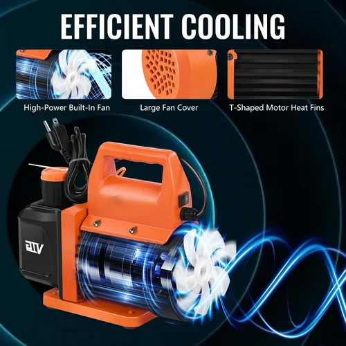 Vista 4 de VTG VOGTEN Bomba de Vacío AC de 4.5 CFM y Juego de Manómetros, para Sistemas Mini Split/HVAC/Auto, Kit de Manómetro Múltiple Compatible con R134a