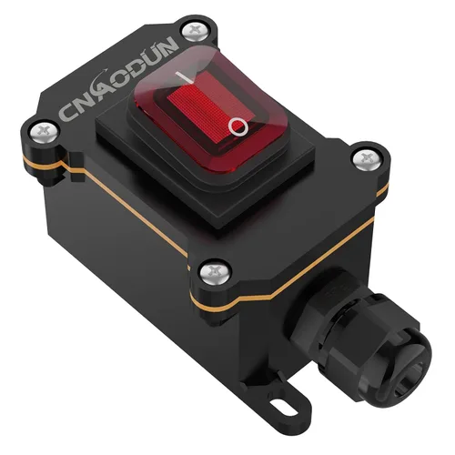 Vista 9 de Interruptor de línea impermeable, CNAODUN 12V DC 20A interruptor de palanca de encendido/apagado con botón basculante de luz verde DPST doble salida