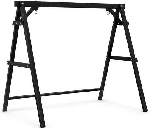 Vista 13 de VINGLI Marco de columpio para porche de 6.2 pies, soporte de madera resistente de 660 libras, soporte de columpio de madera con barra de conexión