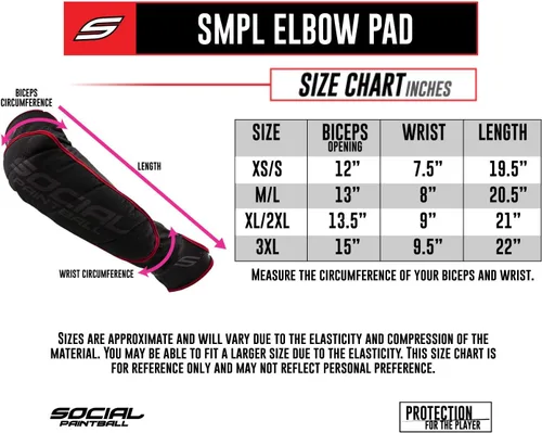 Vista 9 de Social Paintball SMPL - Almohadillas de protección para brazo y codo, color negro y rojo
