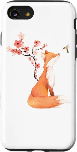 Vista 18 de The Cute Fox and Hummingbird Cherry Blossom Flower Present Case for iPhone 17