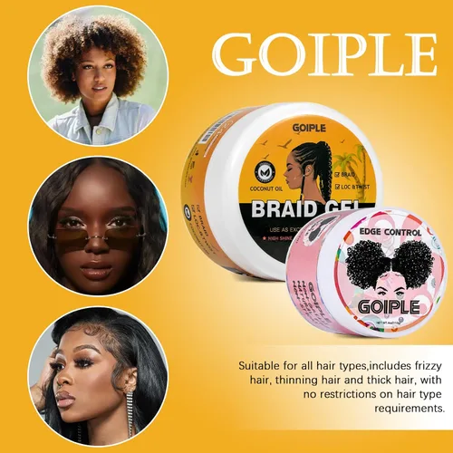 Vista 6 de Gel de trenzado de fijación fuerte que domina el encrespamiento, gel suavizante bueno para torsión, rondas, cornrows sin escamas, agarre extra, alto