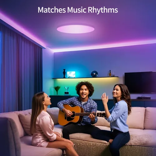 Vista 5 de RGBCW - Luces de techo LED inteligentes que cambian de color, compatible con Alexa Google Home, lámpara de techo empotrada de 24 W, programador