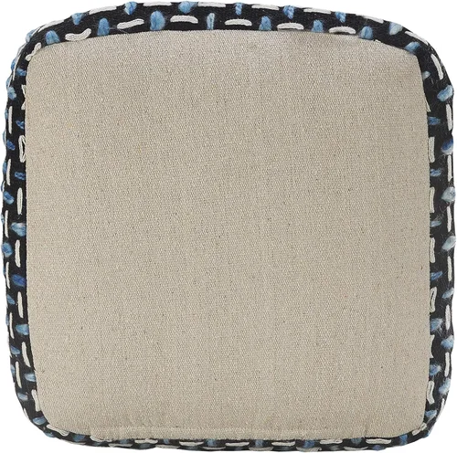 Vista 7 de L. R. Resources, Inc. LR Home - Puf cuadrangular de algodón geométrico tejido a mano negro/blanco/azul para decoración del hogar Reposapiés