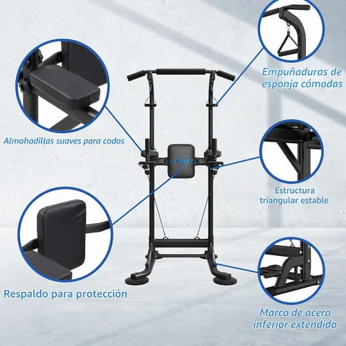 Vista 2 de Pull Up Dip Station for Home Gym, Power Tower with Backrest, Adjustable Height Pull Up Bar Stand, Multifunctional Strength Training Fitness Workout
