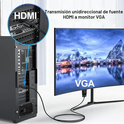 Vista 2 de Cable HDMI a VGA de 3.3 pies, cable HDMI a VGA