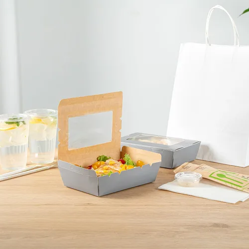 Vista 7 de Restaurantware Cafe Vision - Cajas desechables de 42 onzas para llevar, 200 cajas de papel para alimentos, bloqueo de bisagra, resistente a