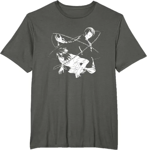 Vista 5 de Death Note Camiseta de anime Light and L Chains Negro