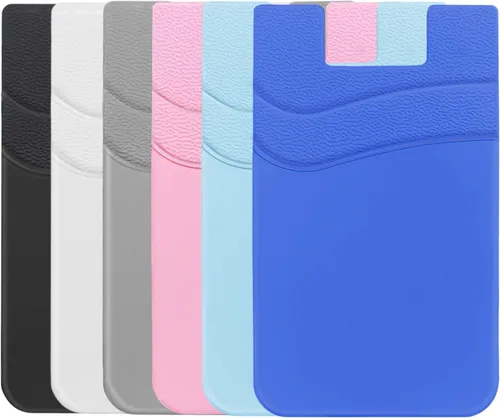 Vista 13 de SS Billetera negra para teléfono, tarjetero adhesivo para iPhone, Samsung Galaxy y cualquier teléfono inteligente, paquete de 3 Negro Negro Negro