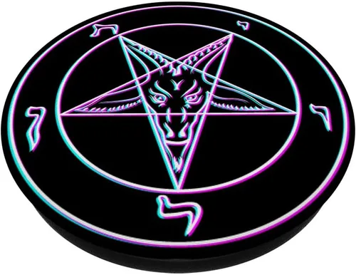Vista 2 de Waporwave Pentagram Seal of Baphomet - PopSockets Grip and Stand para teléfonos y tabletas, Negro