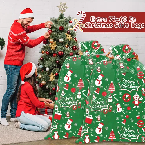 Vista 7 de HYmoso 1 pieza bolsas de regalo de Navidad extragrandes, bolsas de regalo jumbo para bicicleta para regalos navideños enormes de gran tamaño, bolsa