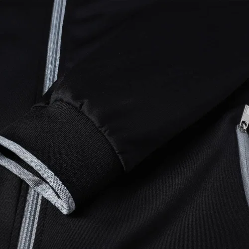 Vista 7 de Conjunto deportivo casual de manga larga para hombre, conjunto deportivo con cremallera completa, chaqueta deportiva y pantalones para correr