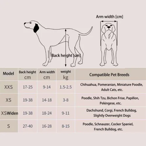 Vista 6 de Silla de ruedas para perros Resistente, ligera y elegante Estante de altura ajustable y tubo de espuma cómodo (XXS)