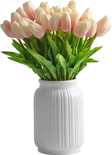 Vista 12 de Tulipán artificial de 30 piezas de flores de tacto real para la decoración del hogar de la boda centro de mesa