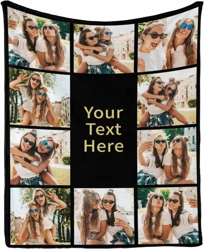 Vista 8 de Manta personalizada con tus fotos favoritas, manta personalizada con mis propias imágenes para familia, mamá, papá, hija, hijo, perro, hermanas