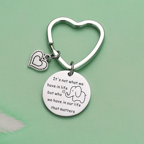 Vista 4 de Llavero de elefante, llavero para hermanos, llavero para hermana, joyería de cumpleaños, joyería de cumpleaños, llavero de hija, llavero de aliento