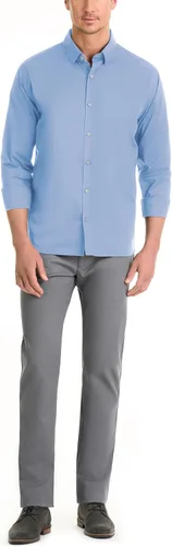 Vista 5 de Van Heusen Camisa de Hombre de Ajuste Clásico con Protección contra Manchas Never Tuck Elástica Lisa de Botones Bel Air Azul